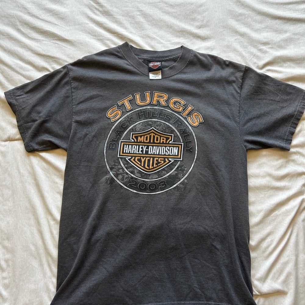 Harley-Davidson Gray Short Sleeve Tee with Vintage Graphics